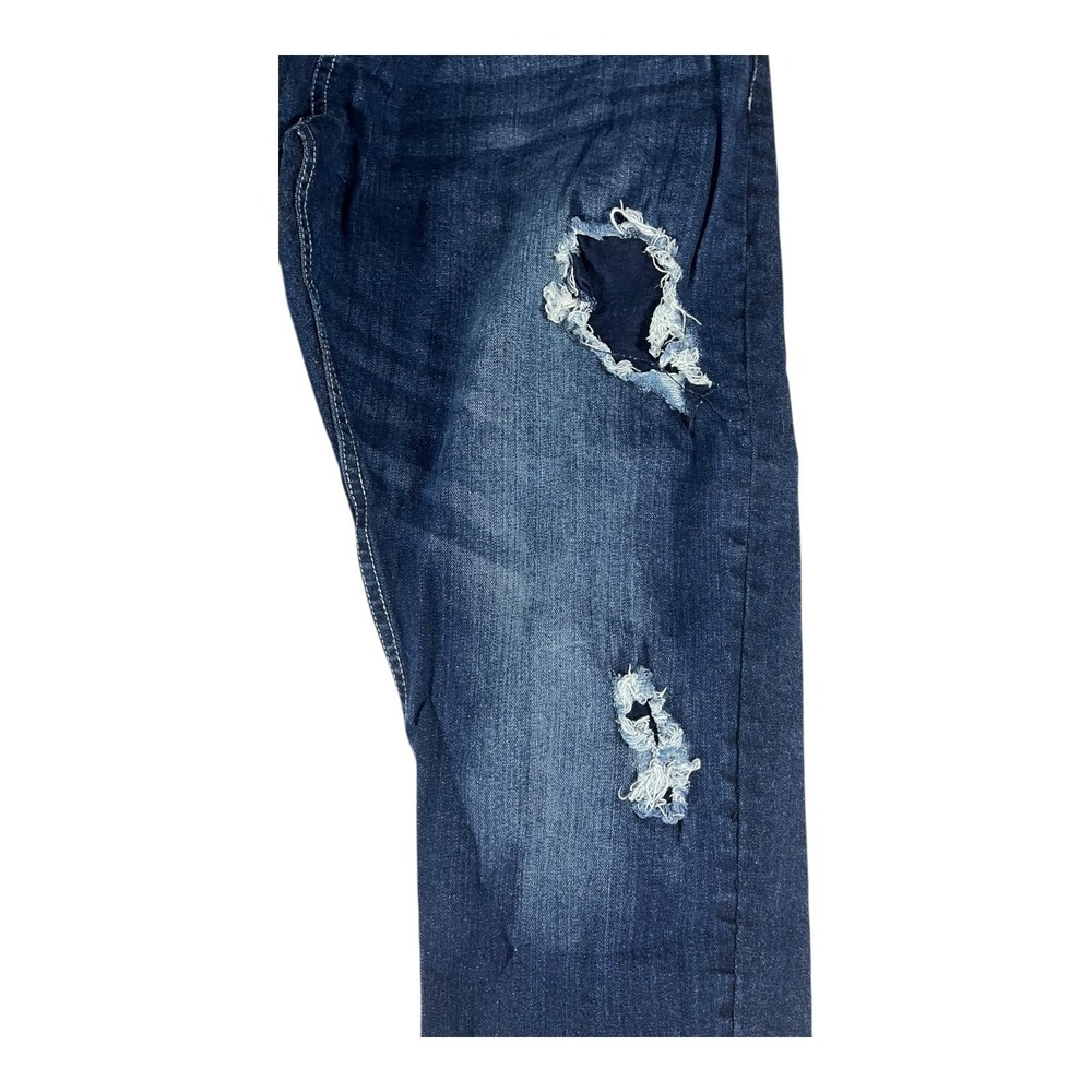 Dash Denim Men's Slim Fit Distressed Ripped Dark Wash Jeans Size 46x32 - Picture 4 of 16